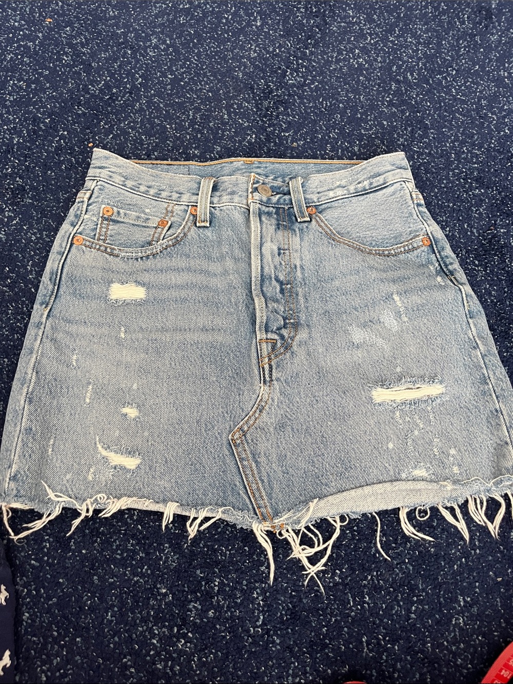 Levi's Light Wash Distressed Denim Mini Skirt